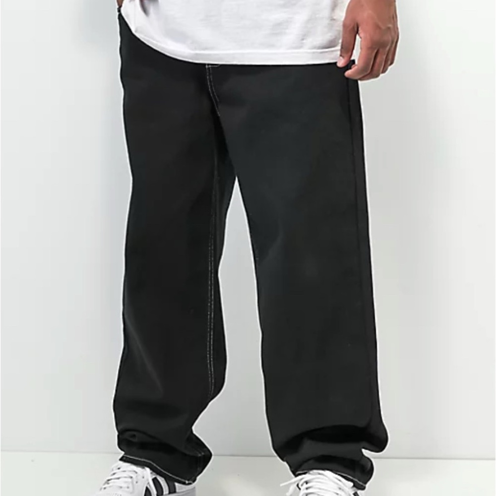 Empyre Loose Fit Embroidered Black Denim Skate Pants